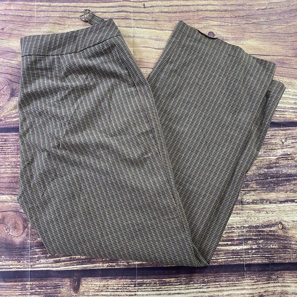 Courtenay Women's Khaki Beige Red Blue Straight Striped Plaid Dress Pants 14